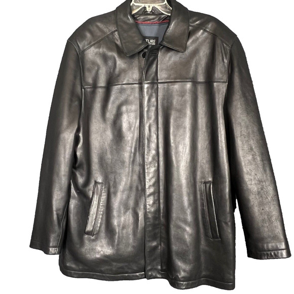 Couture by J Park Moto Leather Coat Jacket Mens XLarge Black Biker Lambshide